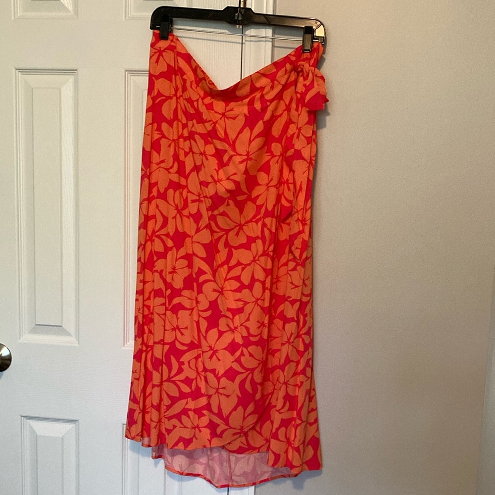 JCrew Factory printed faux wrap midi skirt